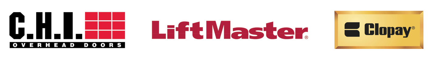 Partner logos, C.H.I. Overhead Door, Liftmaster, Clopay